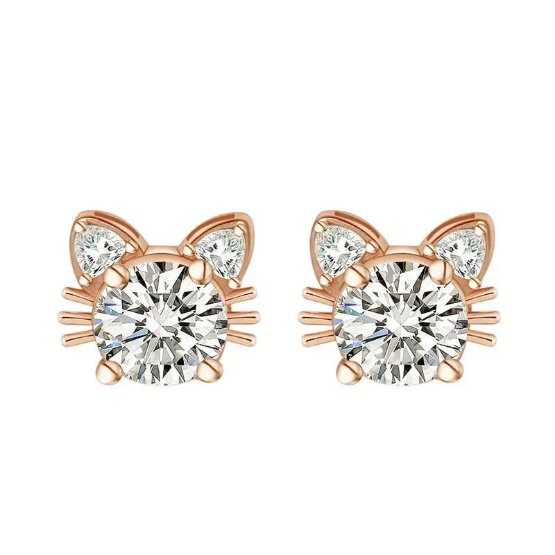 Moissanit Roséguld kattstud örhängen i 925 sterlingsilver