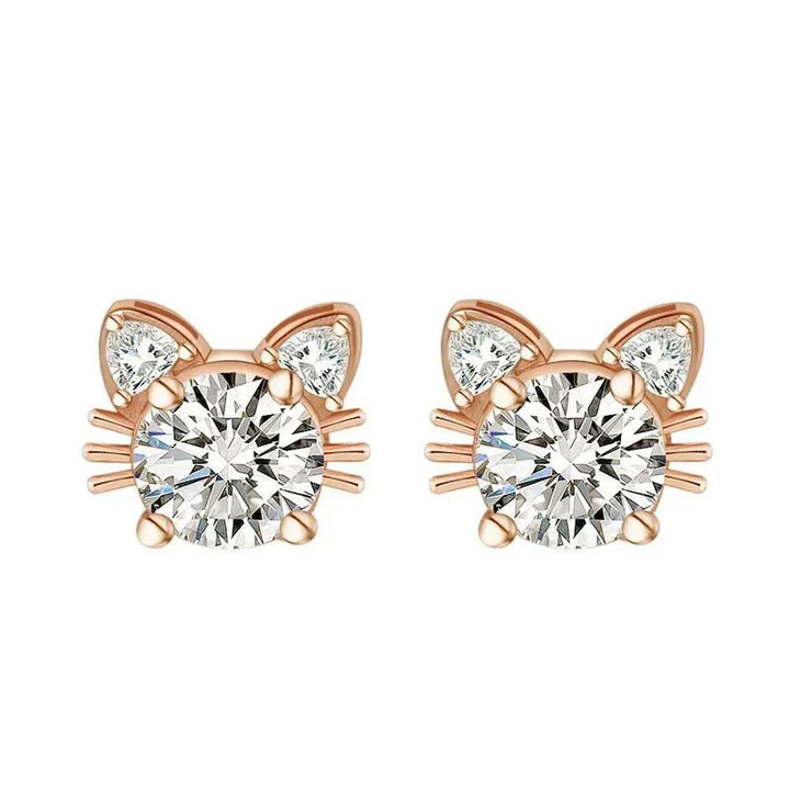 Moissanit Roséguld kattstud örhängen i 925 sterlingsilver