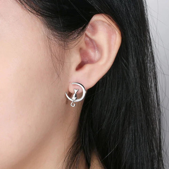 Mån- och kattörhängen i sterling silver