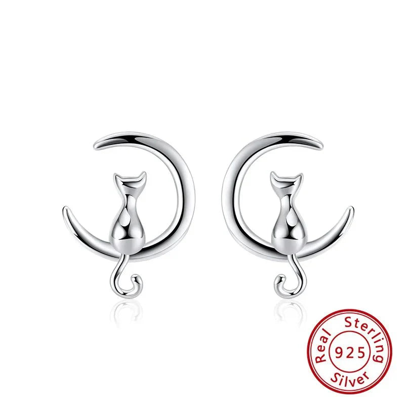 Mån- och kattörhängen i sterling silver
