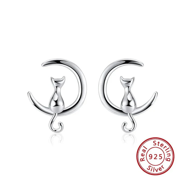 Mån- och kattörhängen i sterling silver