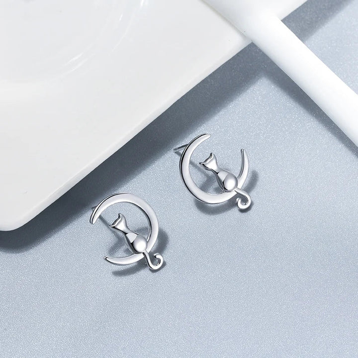 Mån- och kattörhängen i sterling silver