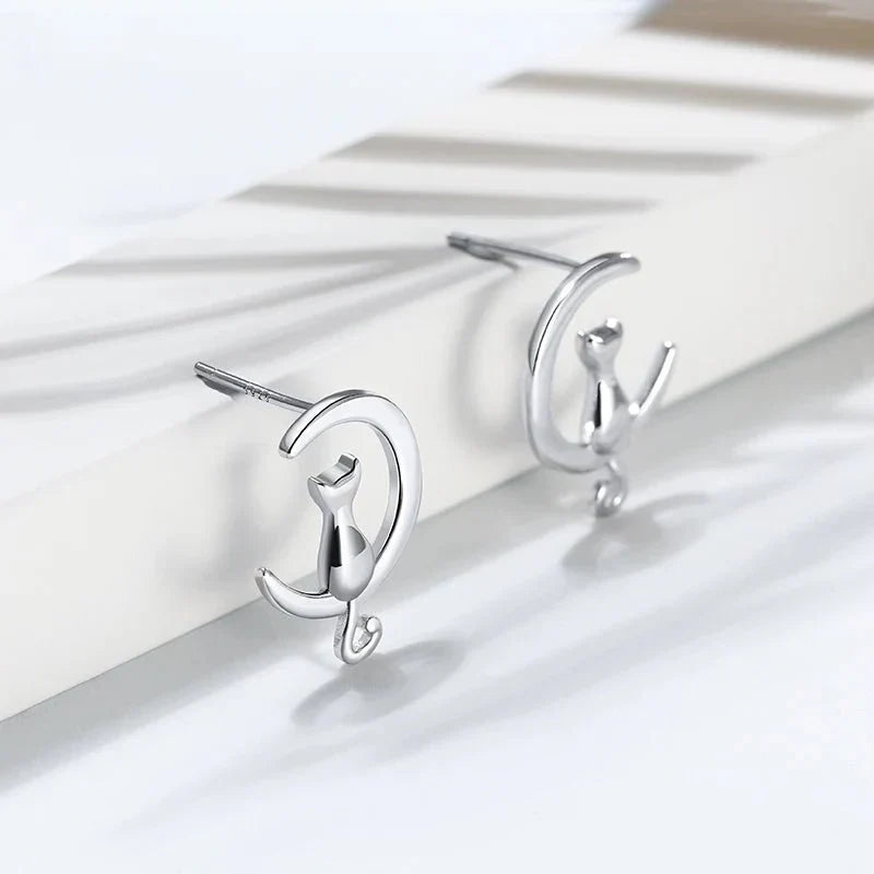Mån- och kattörhängen i sterling silver