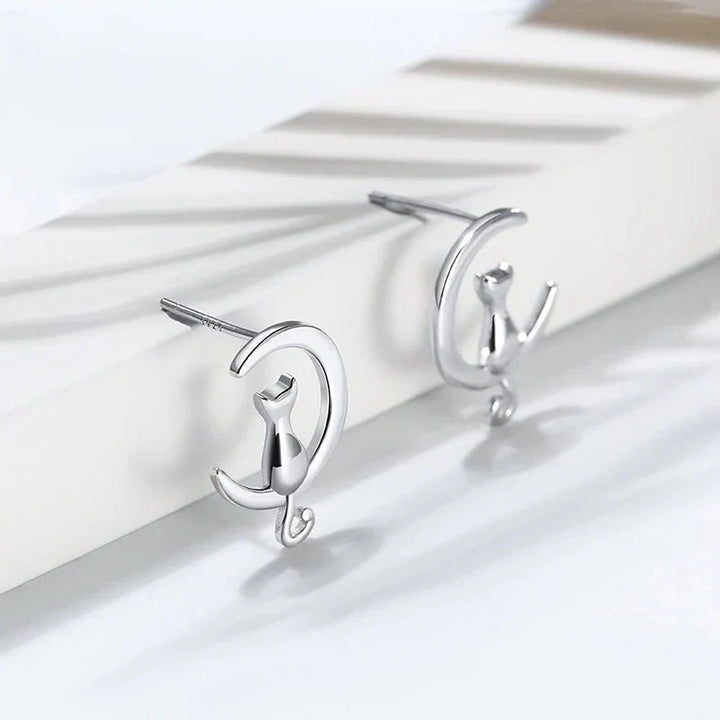 Mån- och kattörhängen i sterling silver