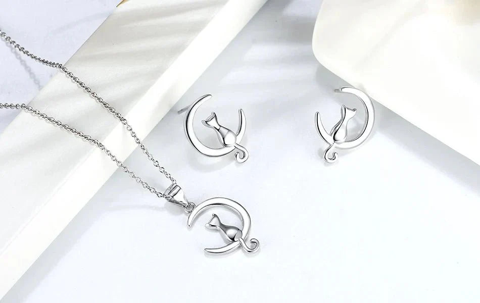 Mån- och kattörhängen i sterling silver