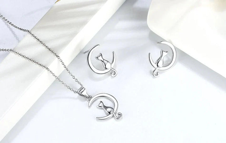 Mån- och kattörhängen i sterling silver