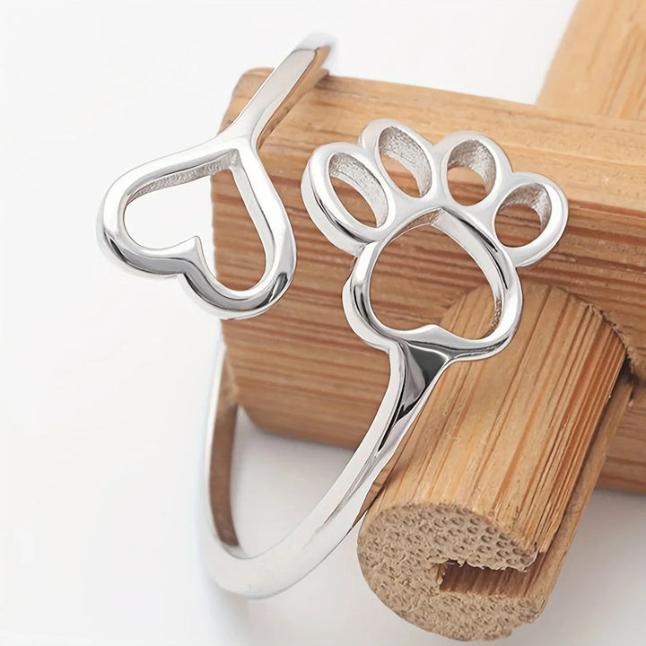 Handgjord tass- och hjärt-ring – Justerbar 925 sterlingsilver