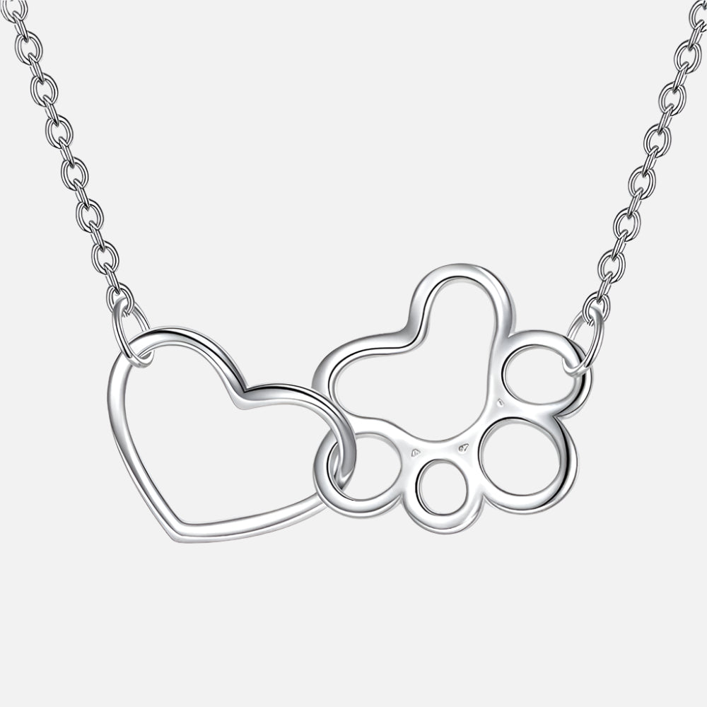 Sterlingsilver Hundtasshalsband – Hjärtkristallhängsmycke