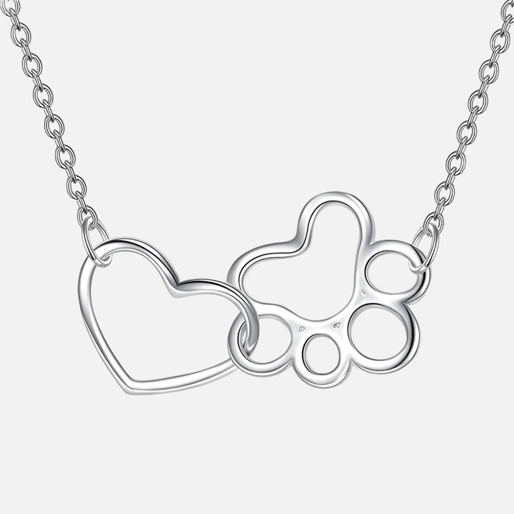 Sterlingsilver Hundtasshalsband – Hjärtkristallhängsmycke