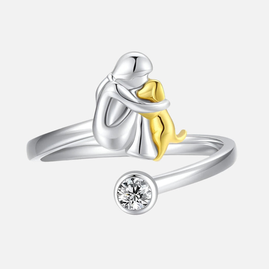 925 Sterling Silver Hundring med Zirkonia – Justerbar och Handgjord