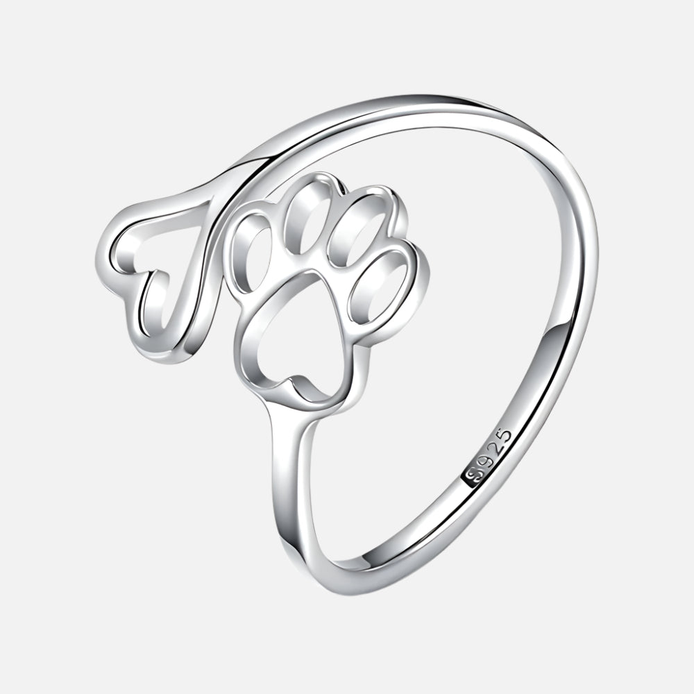 Handgjord tass- och hjärt-ring – Justerbar 925 sterlingsilver