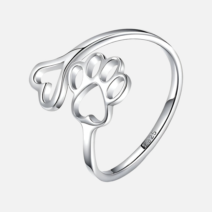 Handgjord tass- och hjärt-ring – Justerbar 925 sterlingsilver