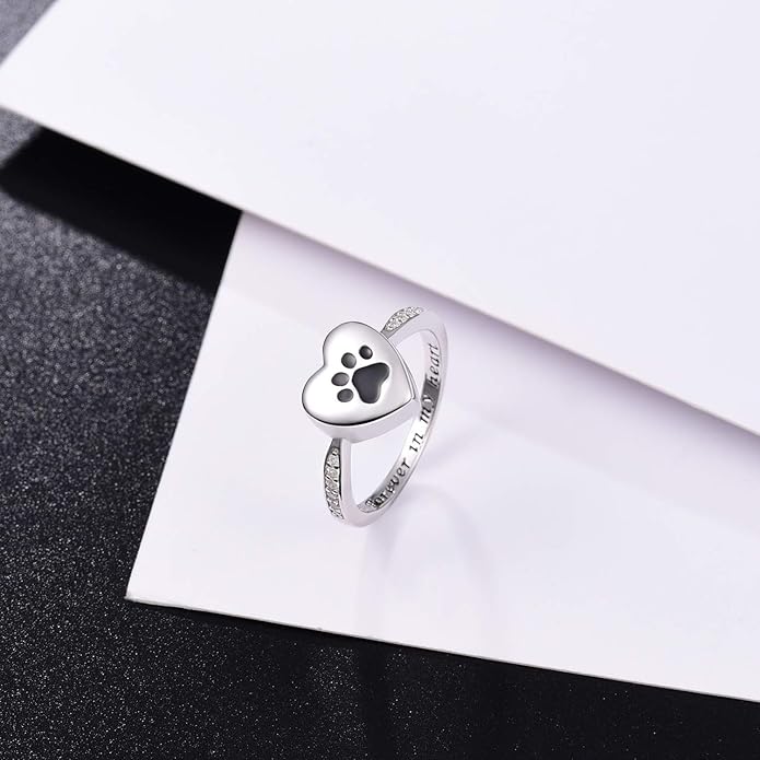 Kärleksfullt hjärta tassavtryck urna ring – husdjursminnesärje cremation smycke