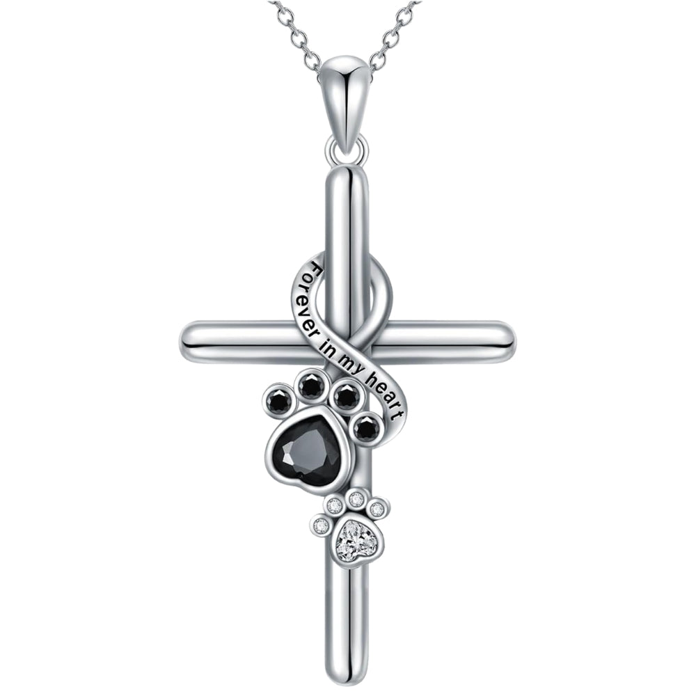 925 Sterling Silver Paw & Kors Halsband